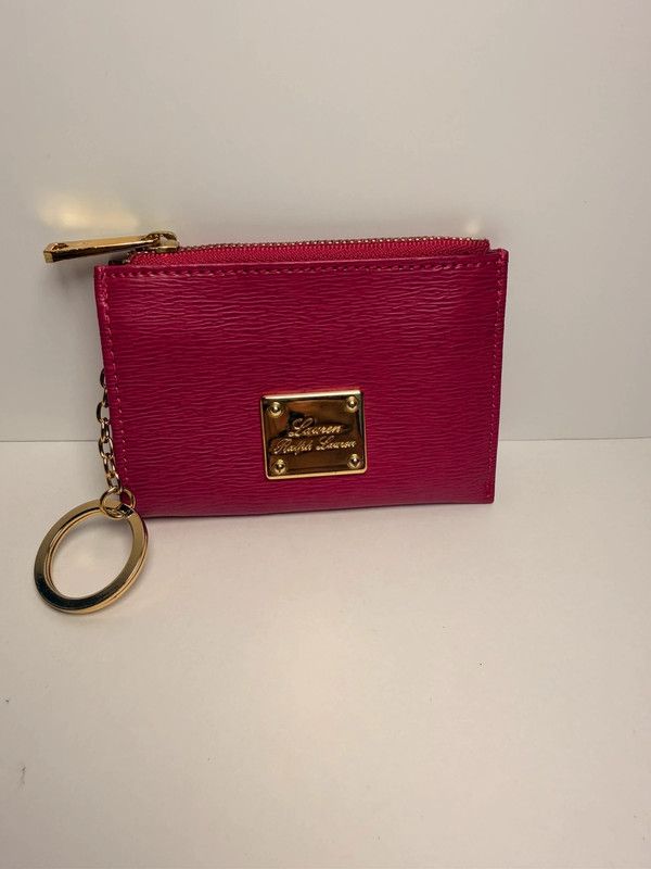 Vibrant Pink Textured Leather Coin Pouch